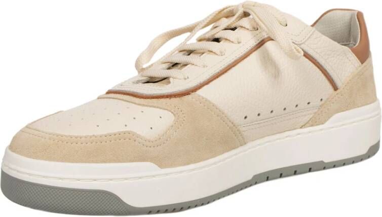 BRUNELLO CUCINELLI Basket Sneakers van Vitello en Suède Beige Heren