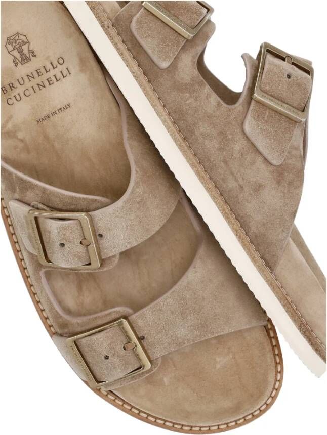 BRUNELLO CUCINELLI Beige Leren Sandalen voor Mannen Beige Heren