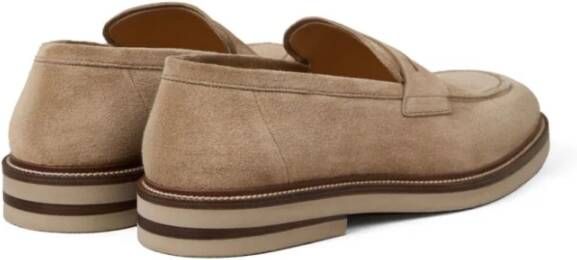 BRUNELLO CUCINELLI Beige Penny Loafers Suède Mocassin Beige Heren