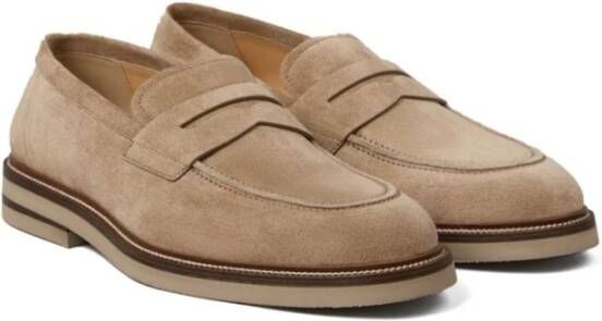 BRUNELLO CUCINELLI Beige Penny Loafers Suède Mocassin Beige Heren