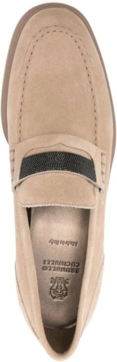 BRUNELLO CUCINELLI Beige Platte Schoenen met Monili Detail Beige Dames