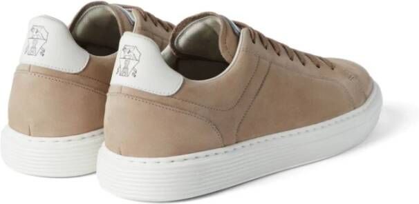 BRUNELLO CUCINELLI Beige Lage Sneakers met leren voering en rubberen zool Beige Heren