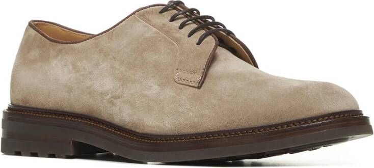 BRUNELLO CUCINELLI Beige Suède Derby Schoenen Brown Heren