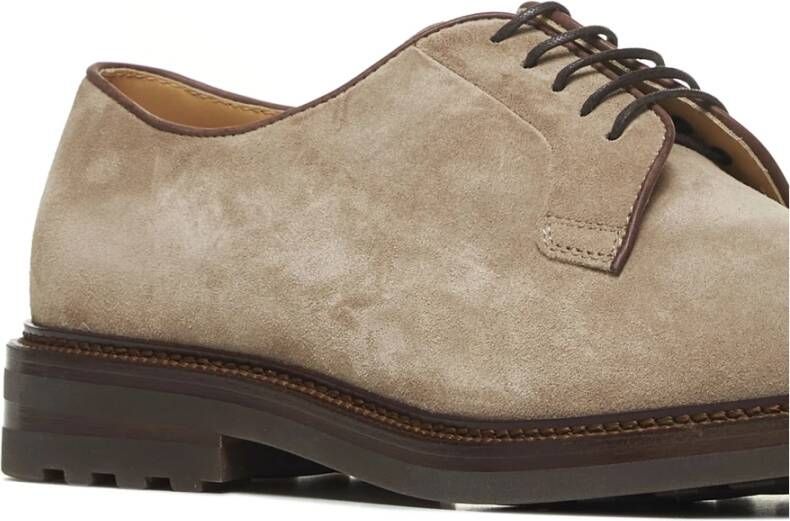 BRUNELLO CUCINELLI Beige Suède Derby Schoenen Brown Heren