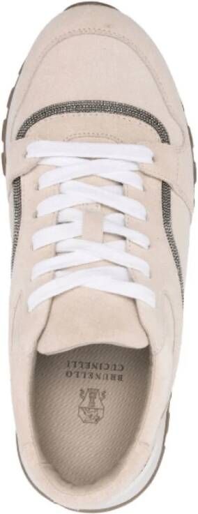 BRUNELLO CUCINELLI Beige Suede Lace-Up Sneakers Beige Dames