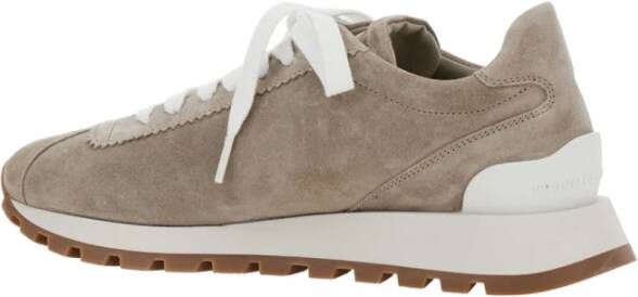 BRUNELLO CUCINELLI Beige Suède Lage Top Sneakers Vrouw Beige Dames