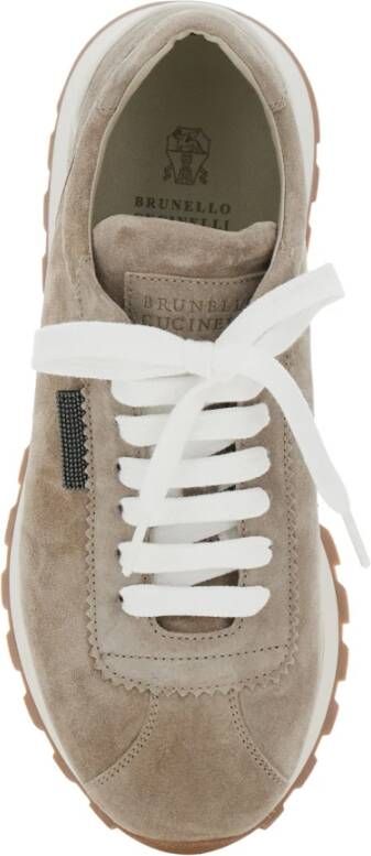 BRUNELLO CUCINELLI Beige Suède Lage Top Sneakers Vrouw Beige Dames