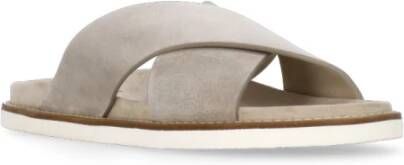 BRUNELLO CUCINELLI Beige Suède Leren Heren Slippers Gray Heren