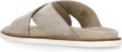 BRUNELLO CUCINELLI Beige Suède Leren Heren Slippers Gray Heren