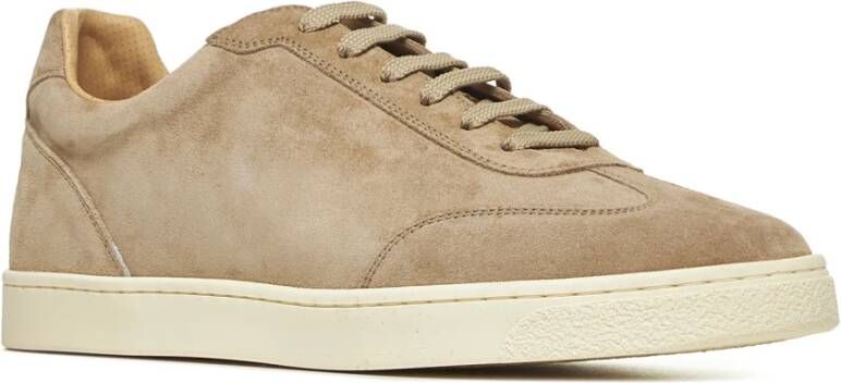 BRUNELLO CUCINELLI Beige Suède Sneakers met Logo Beige Heren