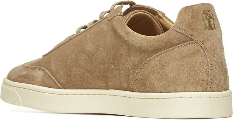 BRUNELLO CUCINELLI Beige Suède Sneakers met Logo Beige Heren