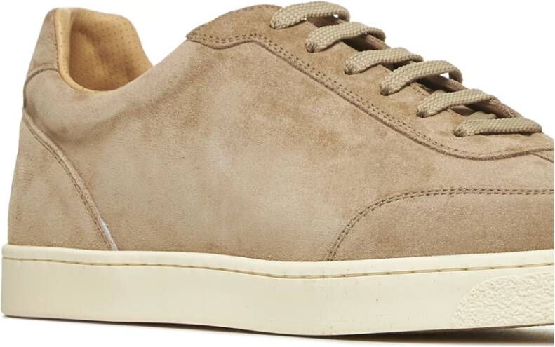 BRUNELLO CUCINELLI Beige Suède Sneakers met Logo Beige Heren