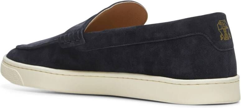 BRUNELLO CUCINELLI Blauwe Slip-On Penny Platte Schoenen Blue Heren