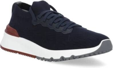 BRUNELLO CUCINELLI Blauwe Sneakers met Logotabblad Blue Heren