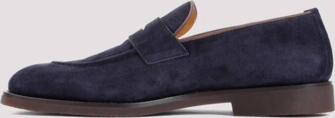 BRUNELLO CUCINELLI Blauwe Suède Loafer Schoenen Blue Heren