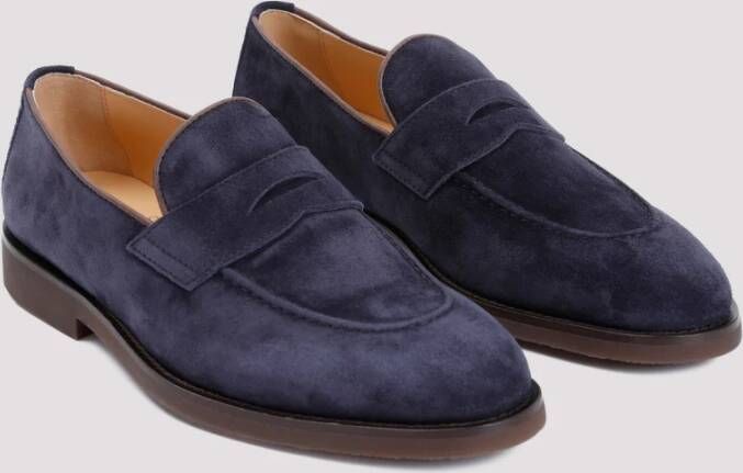 BRUNELLO CUCINELLI Blauwe Suède Loafer Schoenen Blue Heren