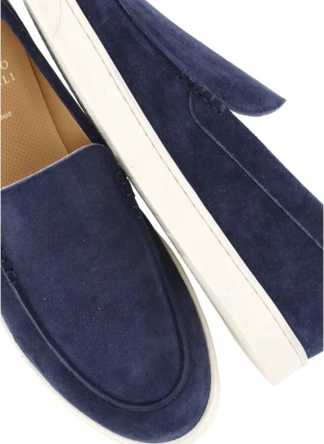 BRUNELLO CUCINELLI Blauwe Suède Loafers Blue Heren