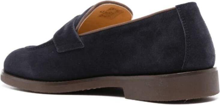 BRUNELLO CUCINELLI Blauwe Suède Penny Slot Loafers Blue Heren