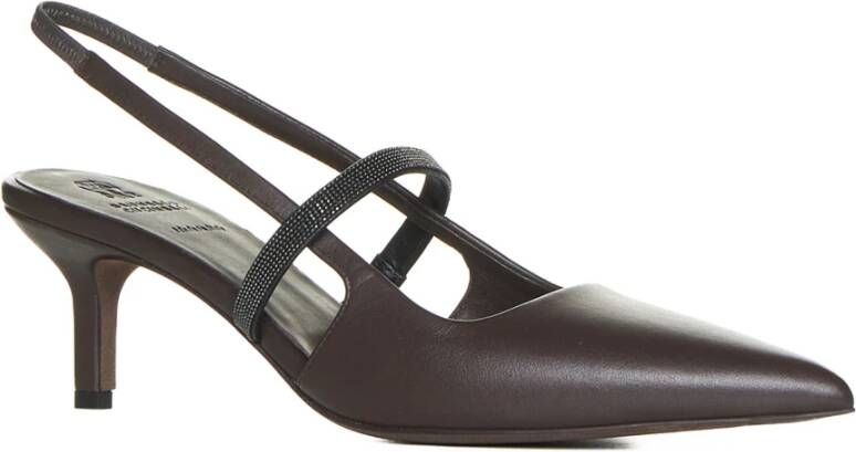 BRUNELLO CUCINELLI Bruin Leren Slingback Hakken Brown Dames