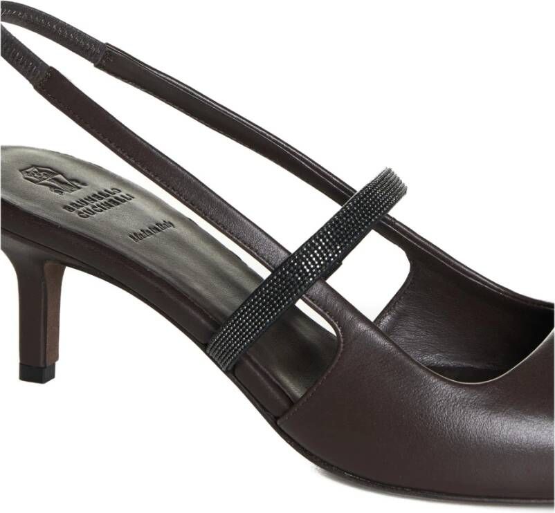 BRUNELLO CUCINELLI Bruin Leren Slingback Hakken Brown Dames