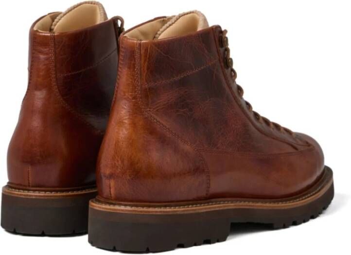 BRUNELLO CUCINELLI Bruin Leren Veterschoenen Brown Heren