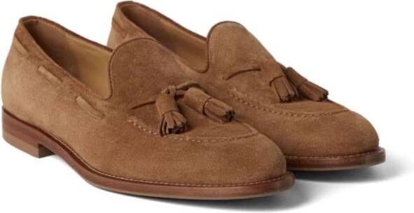 BRUNELLO CUCINELLI Bruin Suède Kwast Detail Platte Schoenen Brown Heren