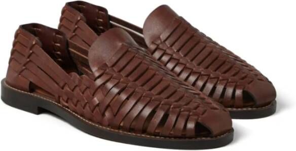 BRUNELLO CUCINELLI Bruine Geweven Leren Sandalen Brown Heren