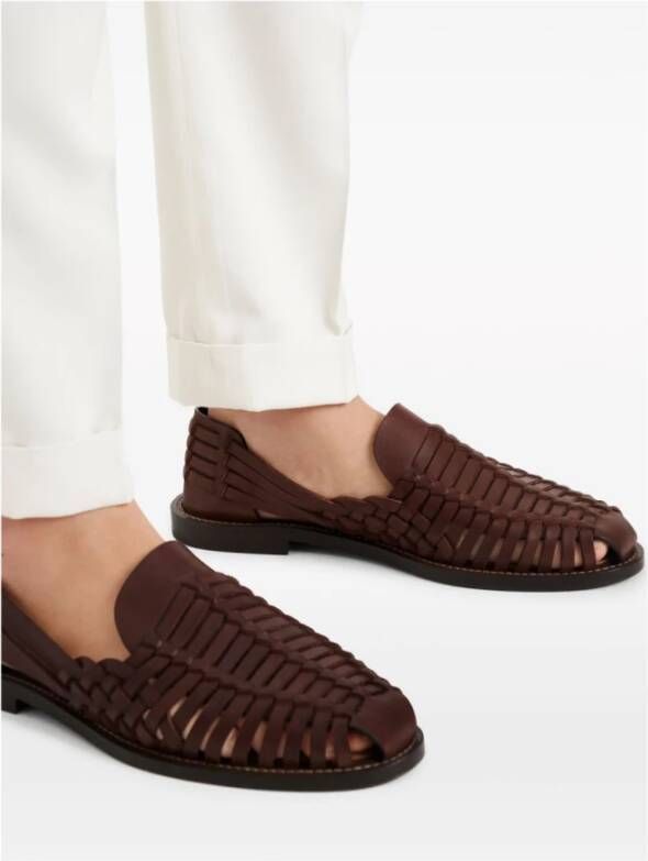 BRUNELLO CUCINELLI Bruine Geweven Leren Sandalen Brown Heren