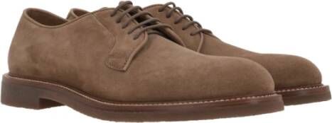 BRUNELLO CUCINELLI Bruine Suède Derby Platte Schoenen Brown Heren