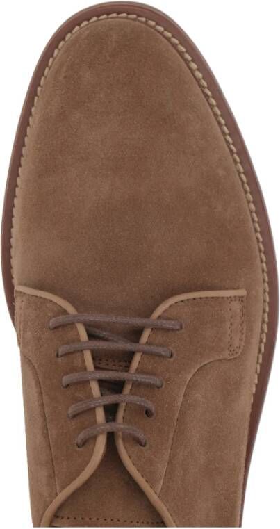 BRUNELLO CUCINELLI Bruine Suède Derby Platte Schoenen Brown Heren