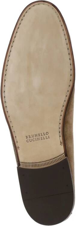 BRUNELLO CUCINELLI Bruine Suède Loafers met Kwastje Brown Heren