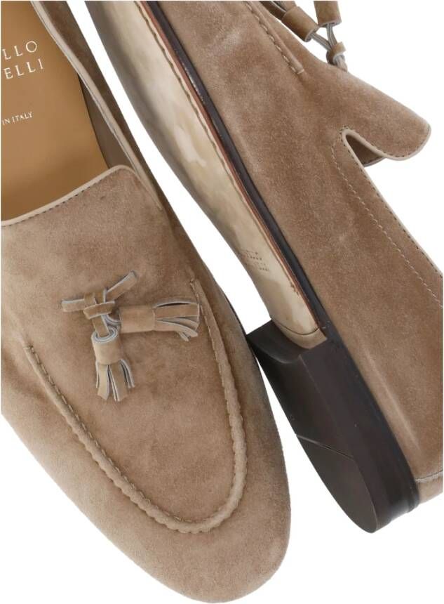 BRUNELLO CUCINELLI Bruine Suède Loafers met Kwastje Brown Heren