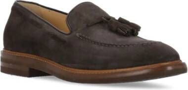 BRUNELLO CUCINELLI Bruine Suède Loafers met Kwastjes Brown Heren