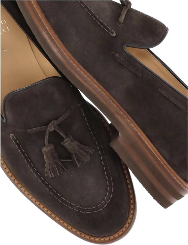 BRUNELLO CUCINELLI Bruine Suède Loafers met Kwastjes Brown Heren