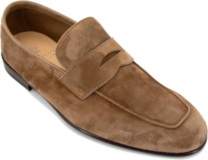 BRUNELLO CUCINELLI Bruine Suède Penny Loafer Moccasins Brown Heren