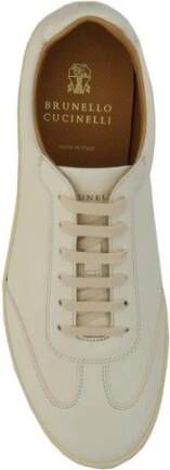 BRUNELLO CUCINELLI Contrasterende Leren Sneakers met Drukknopen Beige Heren