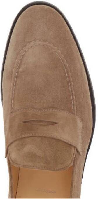 BRUNELLO CUCINELLI Donker Beige Suède Mocassins Beige Heren