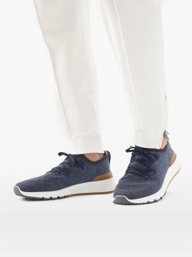 BRUNELLO CUCINELLI Donkerblauwe Saffier Sneakers Blue Heren