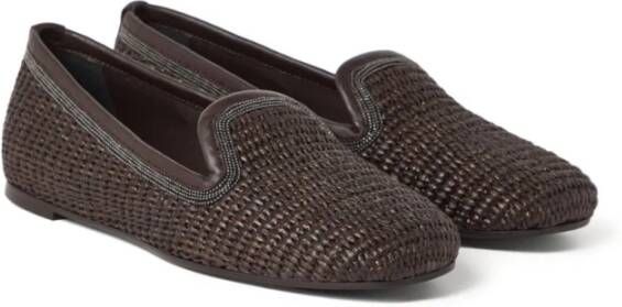 BRUNELLO CUCINELLI Donkerbruine platte schoenen met Monili-ketting Brown Dames