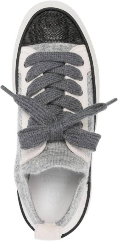 BRUNELLO CUCINELLI Gebreide Dames Sneakers Grijs Beige Gray Dames