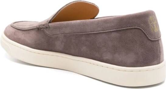 BRUNELLO CUCINELLI Gestanste Logo Loafers Grijs Leer Gray Heren