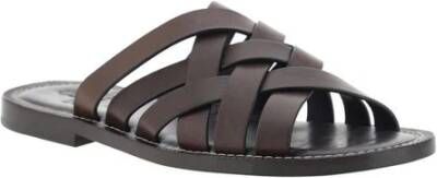 BRUNELLO CUCINELLI Geweven leren blokhak sandalen Brown Heren