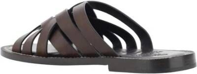 BRUNELLO CUCINELLI Geweven leren blokhak sandalen Brown Heren