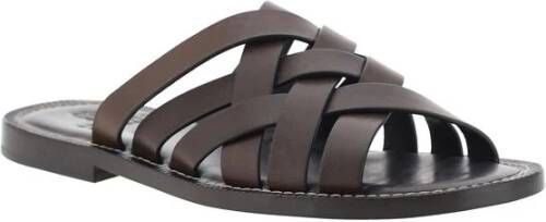 BRUNELLO CUCINELLI Geweven leren sandalen met blokhak Brown Heren