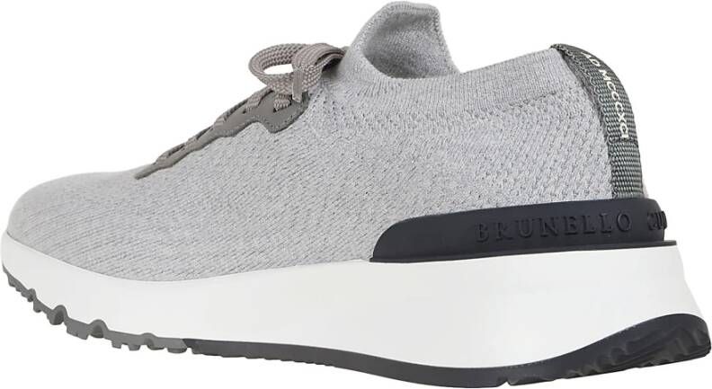 BRUNELLO CUCINELLI Grijze Gebreide Sneakers Lichtgewicht Trendy Stijl Gray Heren