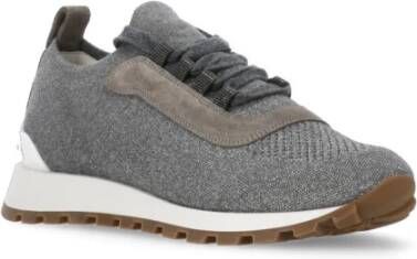 BRUNELLO CUCINELLI Grijze Gebreide Sneakers met Diamant Detail Gray Dames