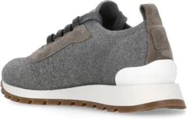 BRUNELLO CUCINELLI Grijze Gebreide Sneakers met Diamant Detail Gray Dames