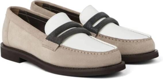 BRUNELLO CUCINELLI Grijze Instap Penny Slot Platte Schoenen Gray Dames