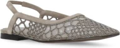 BRUNELLO CUCINELLI Grijze Leren Slingback Platte Schoenen Gray Dames