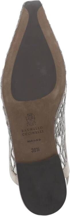 BRUNELLO CUCINELLI Grijze Leren Slingback Platte Schoenen Gray Dames